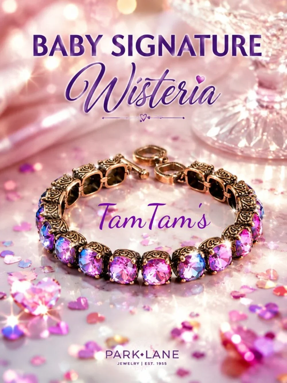 NWT Park Lane Wisteria Baby Signature Impression Tennis Bracelet! Retired!